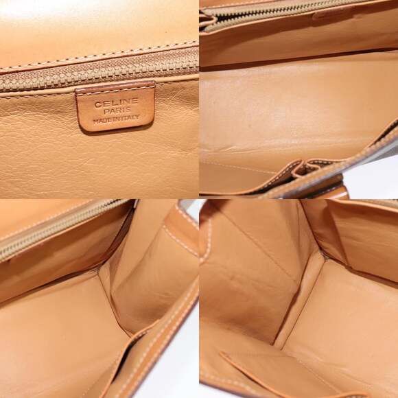 CELINE Macadam Canvas Hand Bag Pvc Leather Brown Gold - Picture 12 of 13
